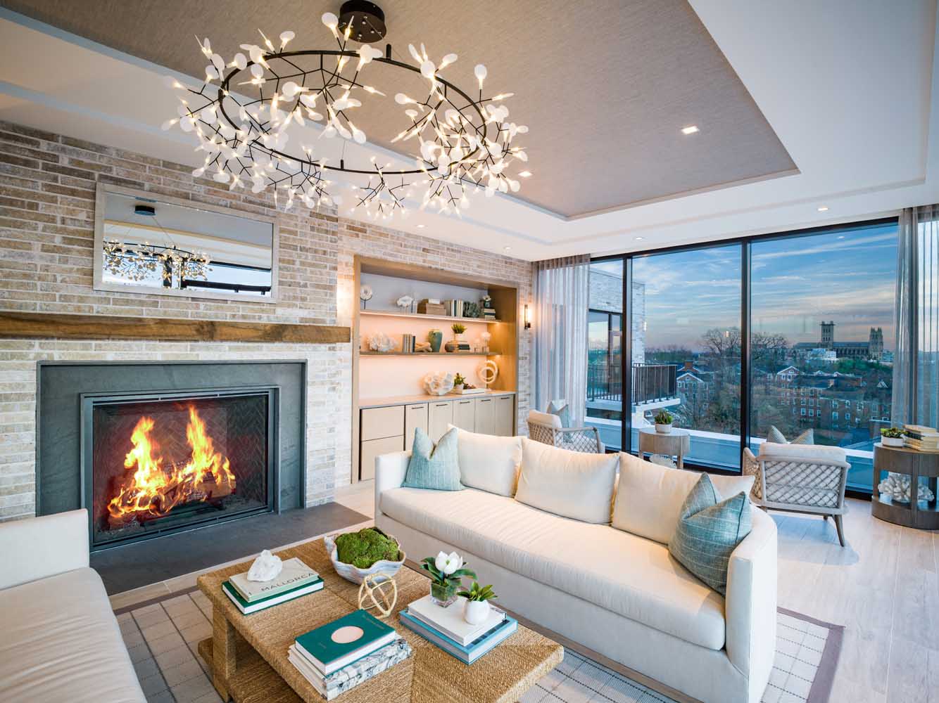 Cozy fireplace nooks with scenic views